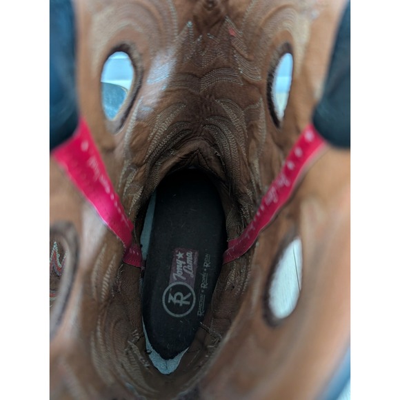 Mens Tony Lama Size 12 EE Leather Black Western Cowboy Boots RR1107 Buckaroo - Picture 3 of 10